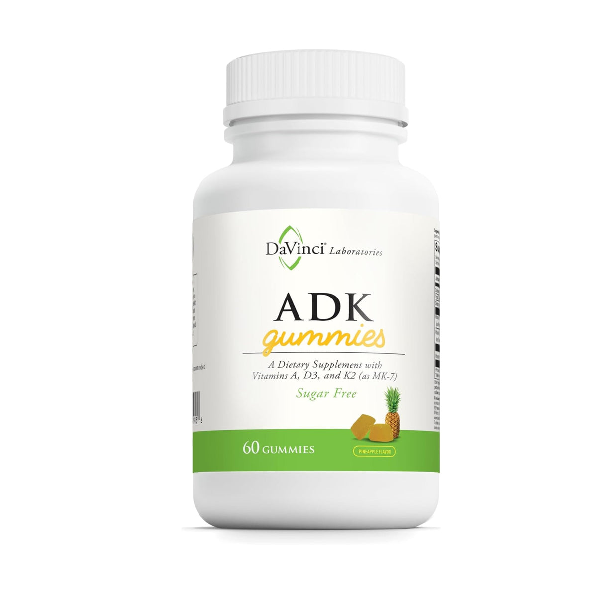 DaVinci ADK Gummies bottle highlighting bone and immune support ingredients