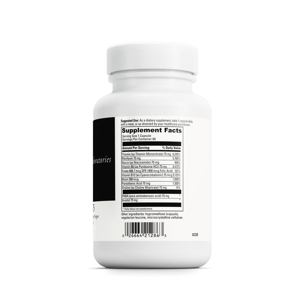 Closeup of DAVINCI B Complex-75 capsules for daily energy balance