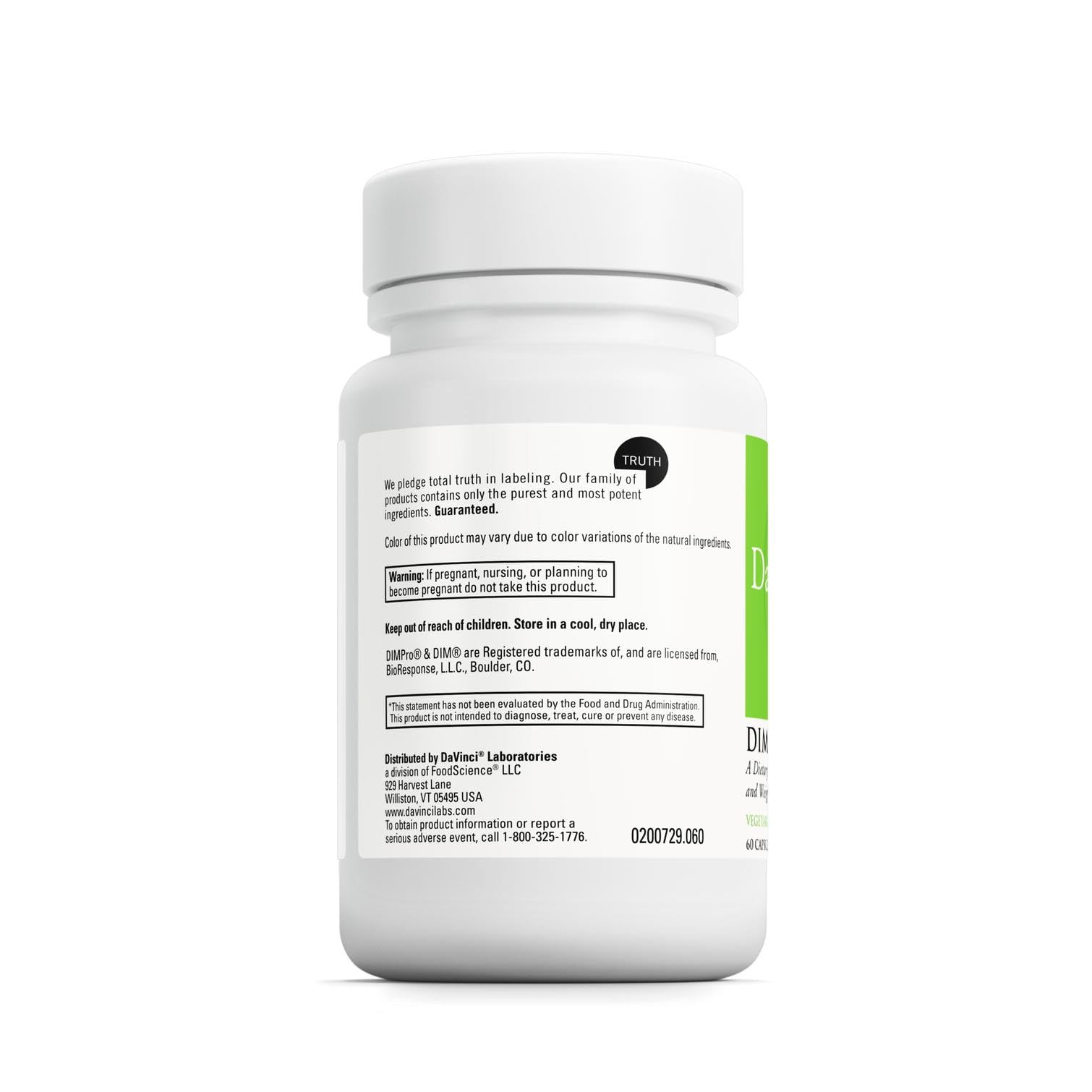 DAVINCI DimPro capsules: convenient, vegetarian, soy-free formula aiding weight-management goals.