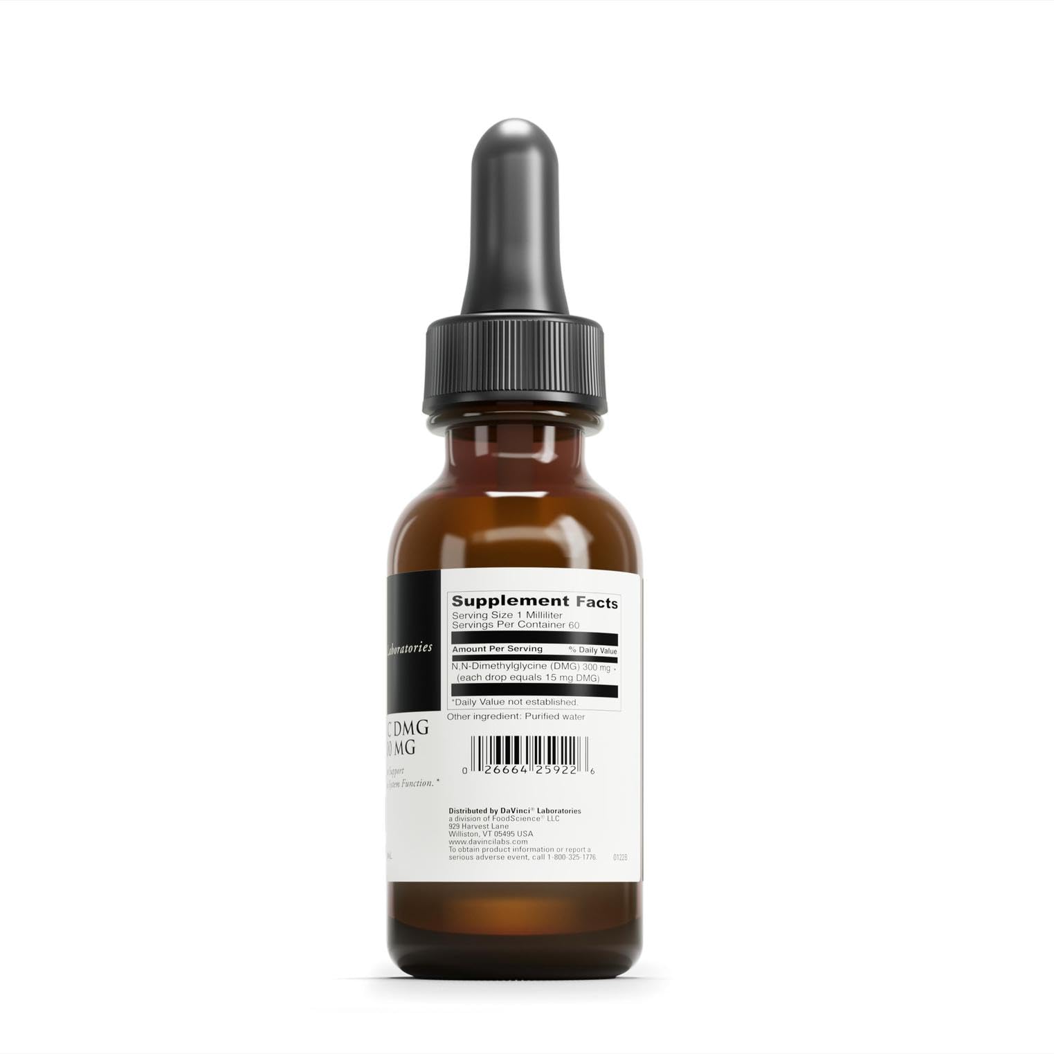 DAVINCI Gluconic DMG Liquid dropper dispensing drops for easy daily dosing.