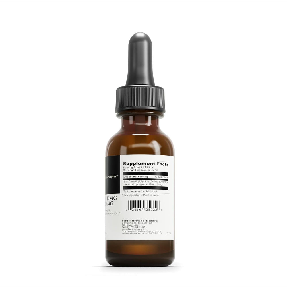 DAVINCI Gluconic DMG Liquid dropper dispensing drops for easy daily dosing.