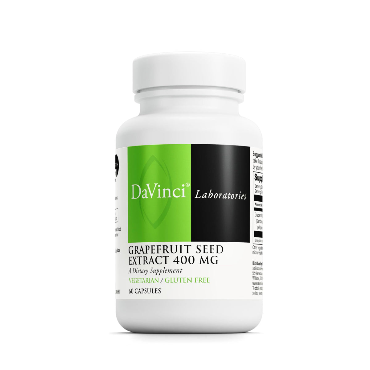 DAVINCI Grapefruit Seed Extract bottle-front with 60 capsules for digestive support