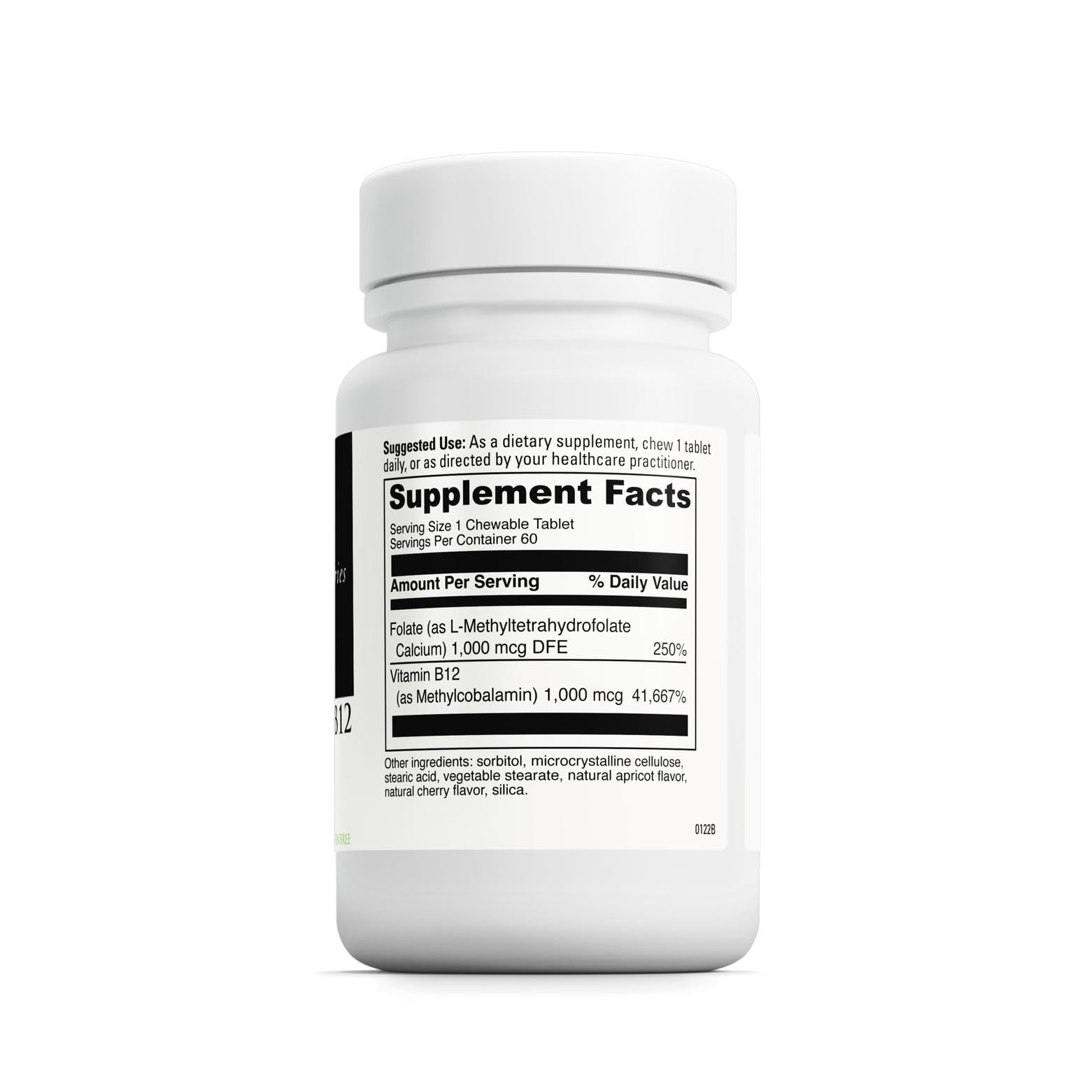 Closeup of DAVINCI Labs Active Folate B12 chewables showing tablets for heart and nerve health.