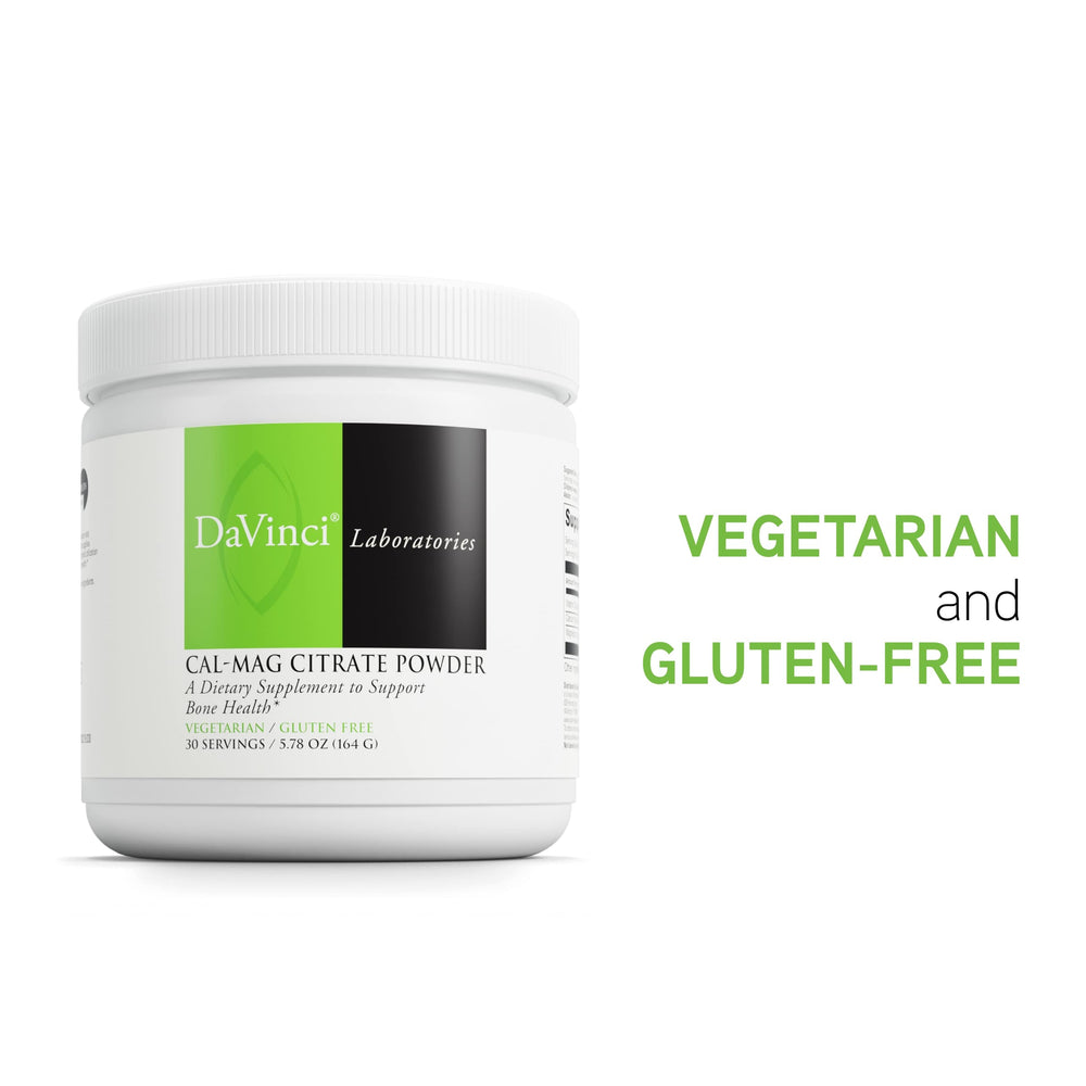 DAVINCI Labs Cal-Mag Citrate Powder in a glass shows easy consumption.