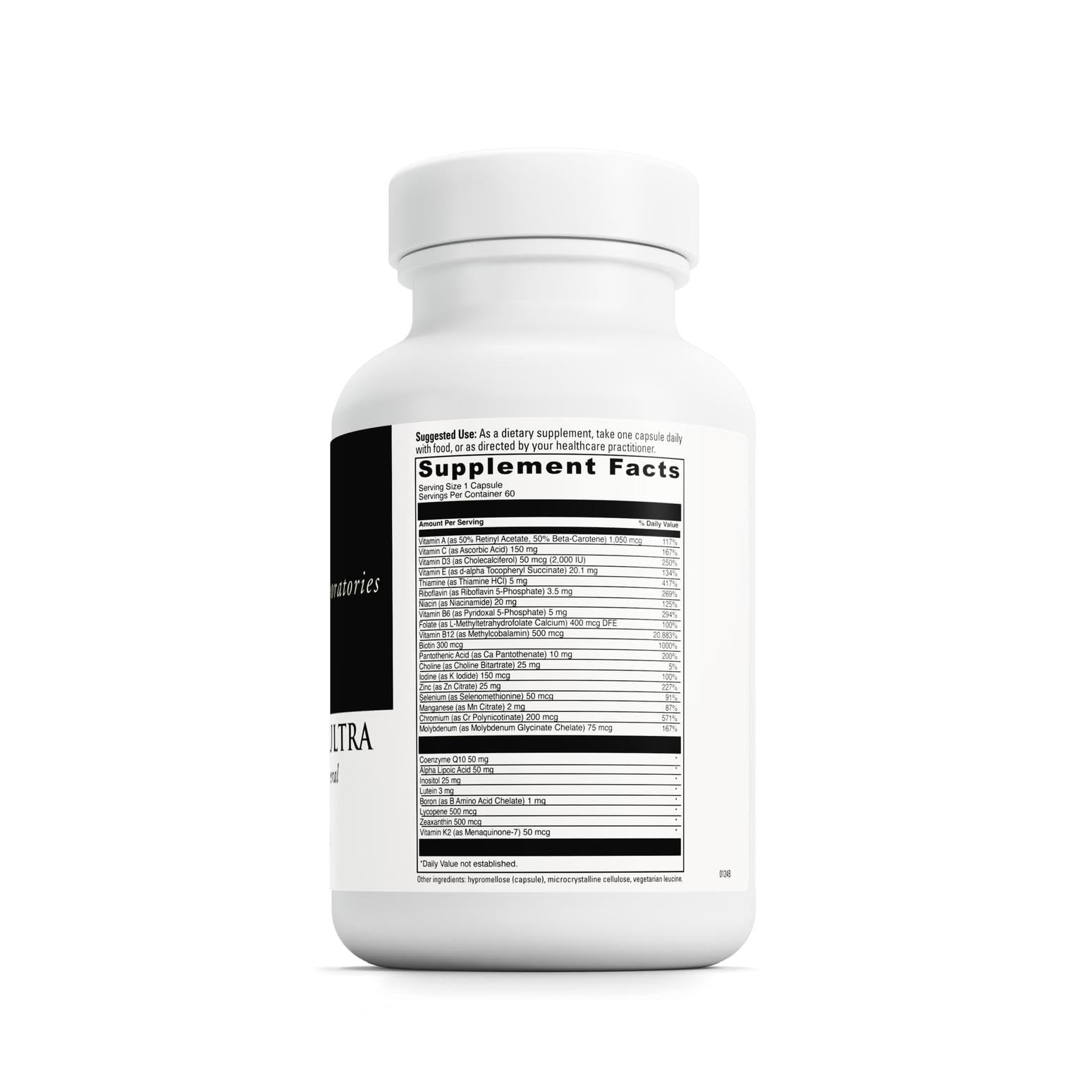 DAVINCI Labs Daily Best Ultra bottle side label detailing vitamins and minerals for daily wellness