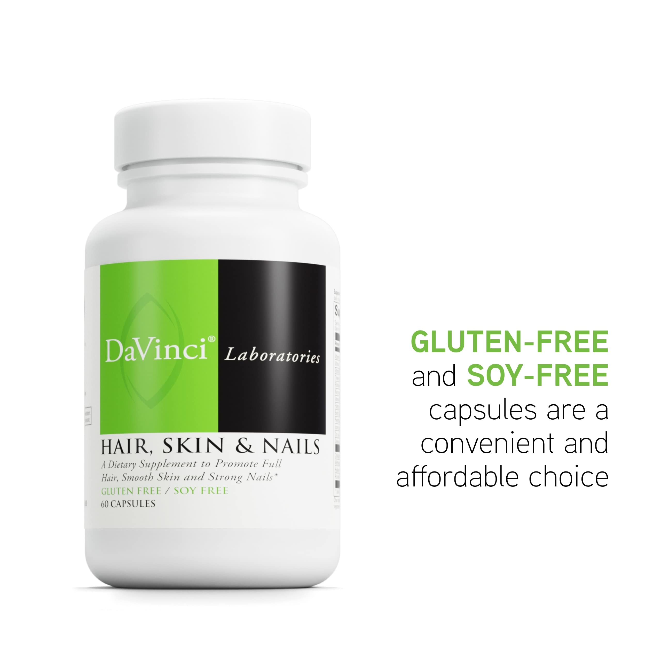 DaVinci Labs gluten-free seal visible on bottle.