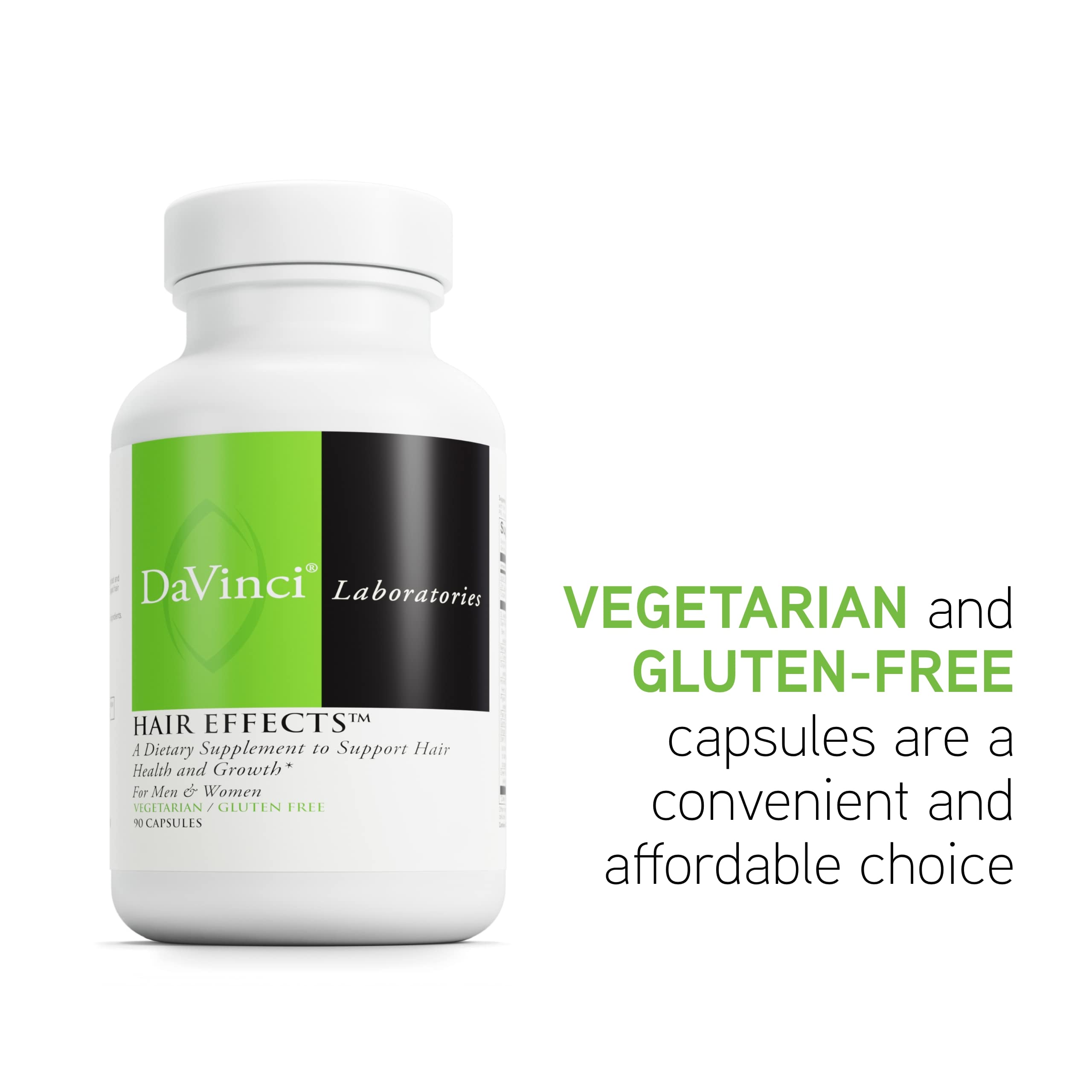 DAVINCI Hair Effects gluten-free badge on package appeals to dietary preferences
