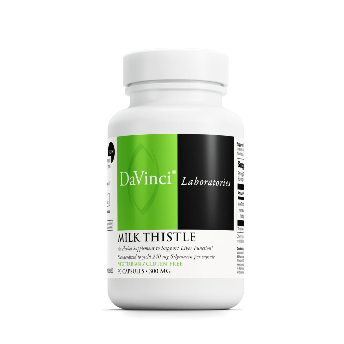 DAVINCI Labs Milk Thistle bottle front for liver support and detox.