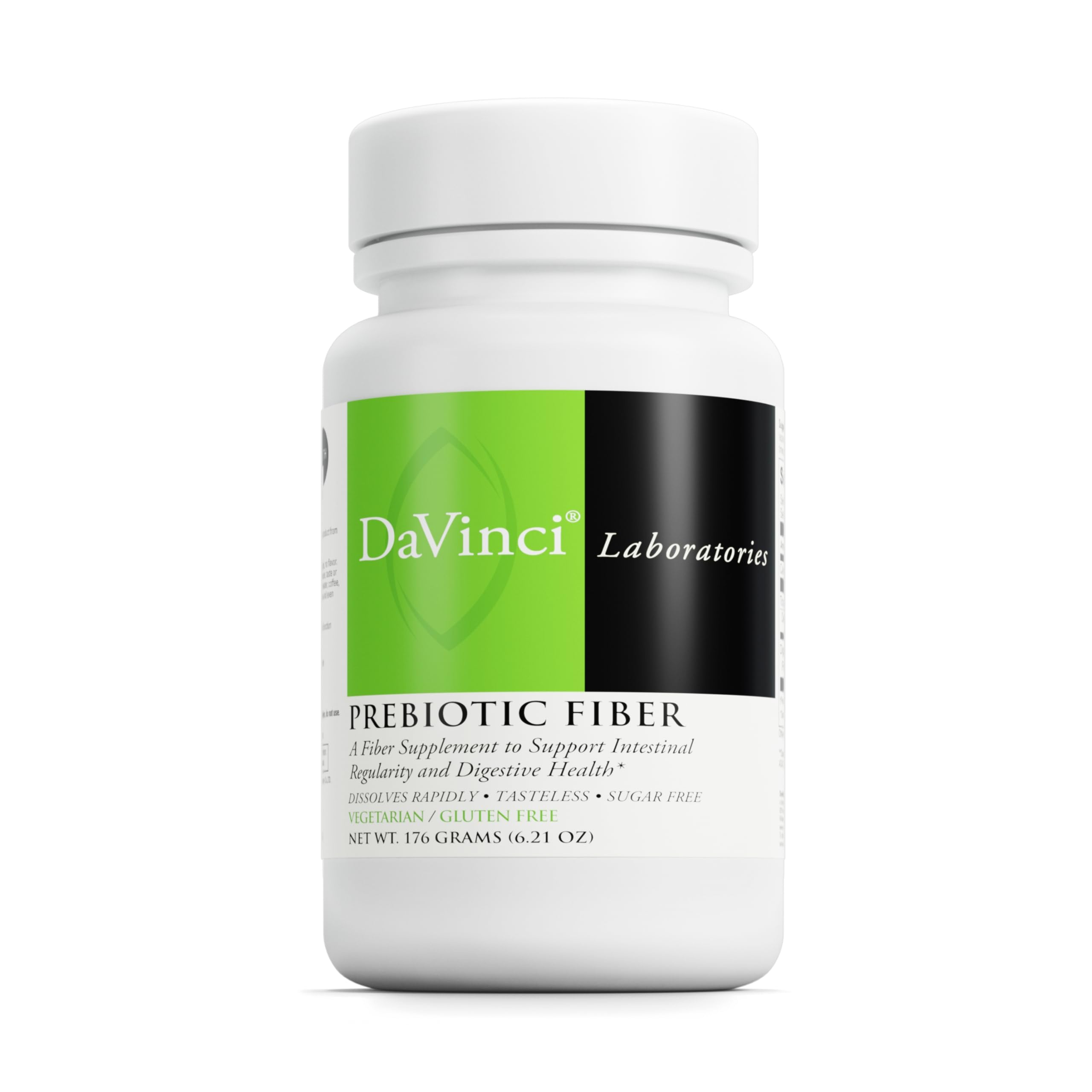 DAVINCI Labs Clearly Fiber powder in a jar for daily digestion.