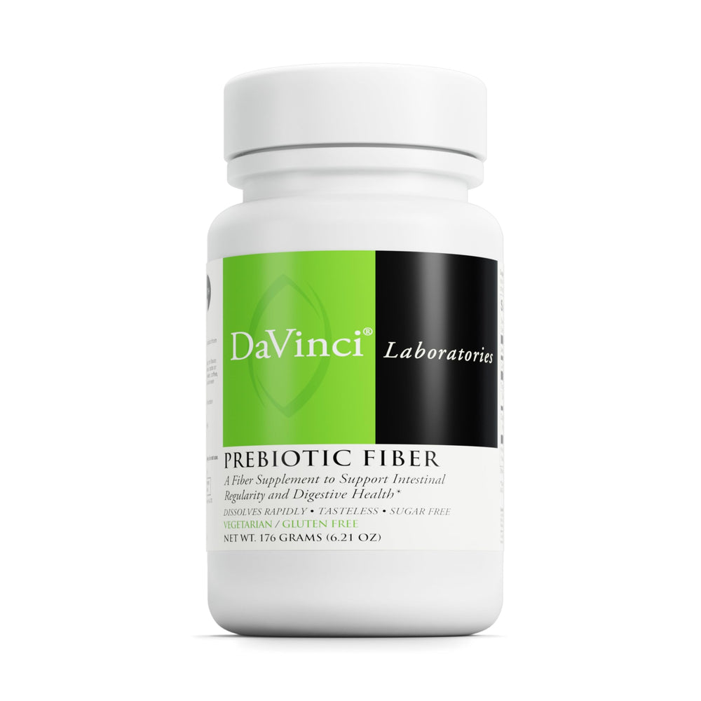 DAVINCI Labs Clearly Fiber powder in a jar for daily digestion.