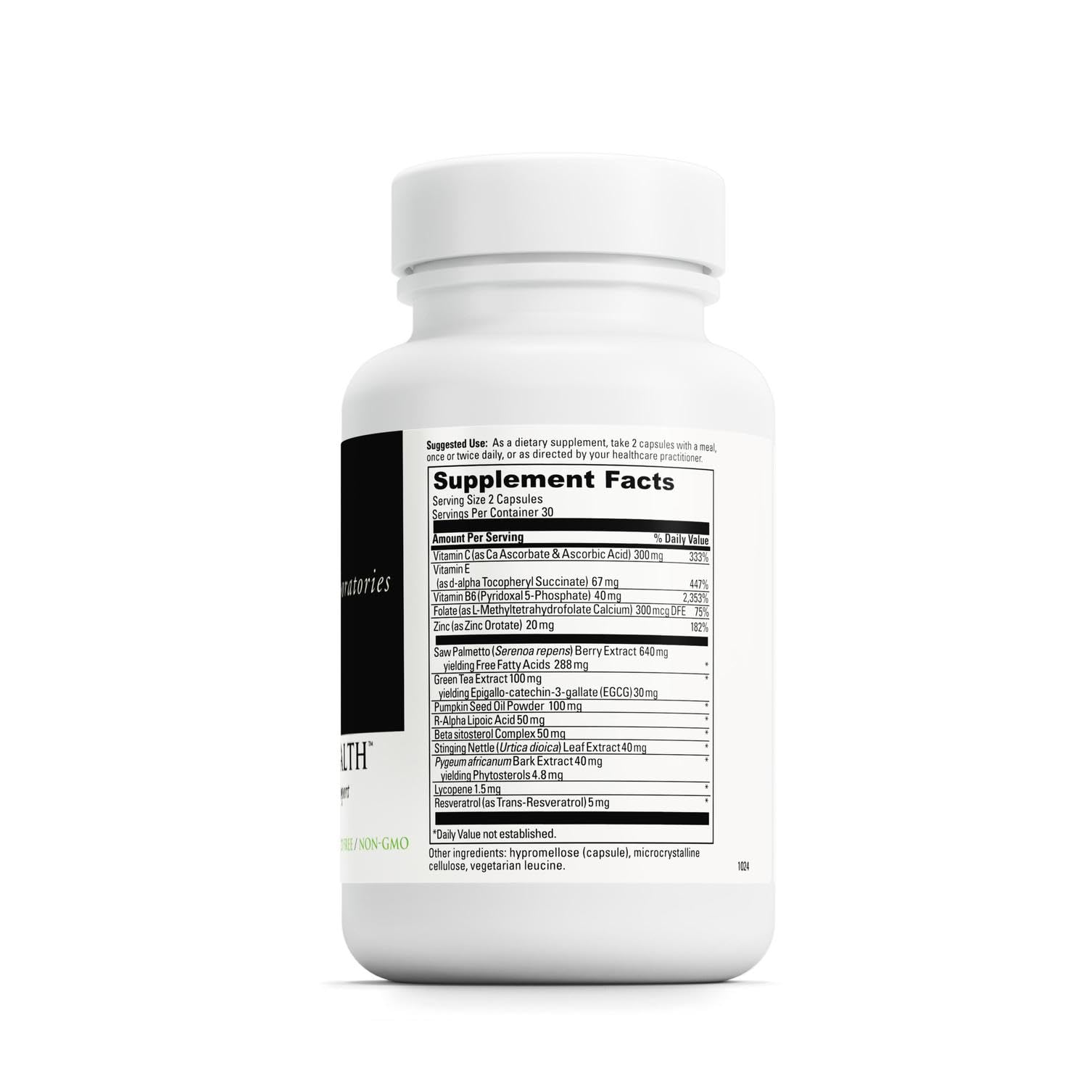 DAVINCI Labs Prostate Health bottle front shows capsules and label for daily urinary care