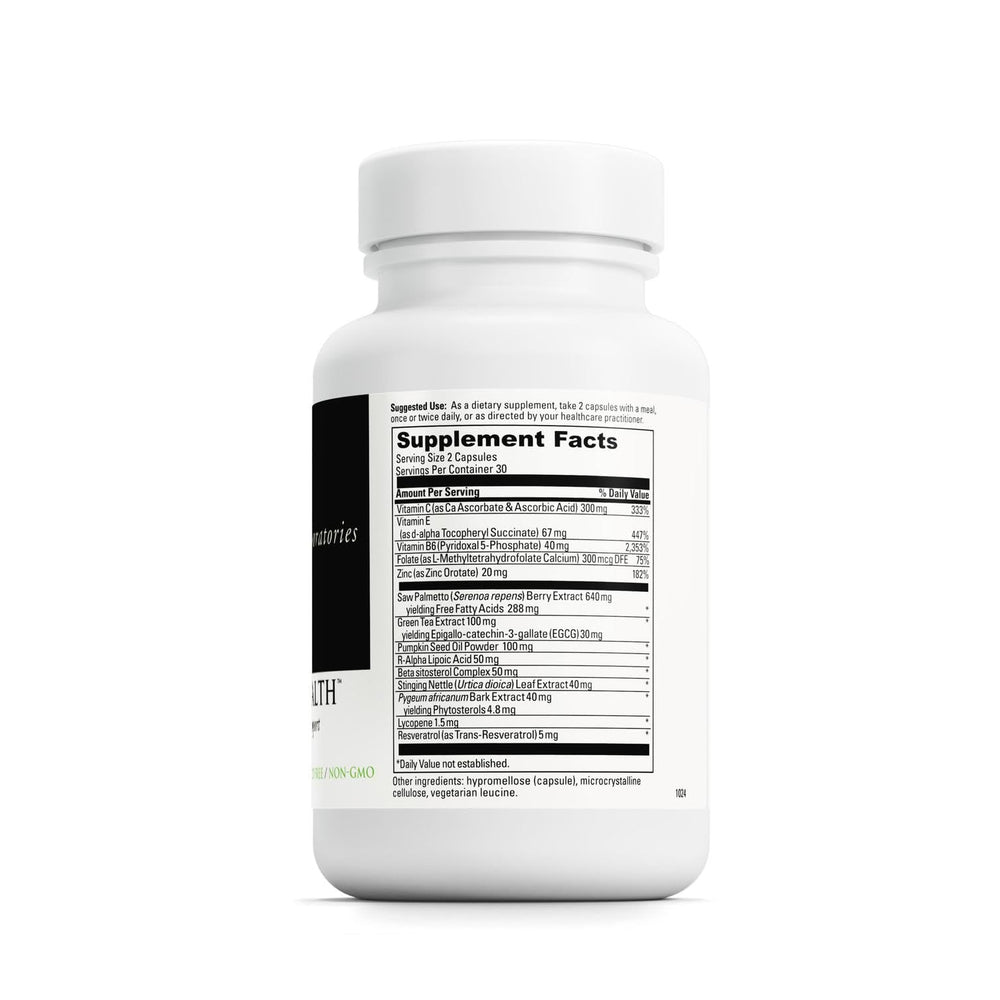 DAVINCI Labs Prostate Health bottle front shows capsules and label for daily urinary care