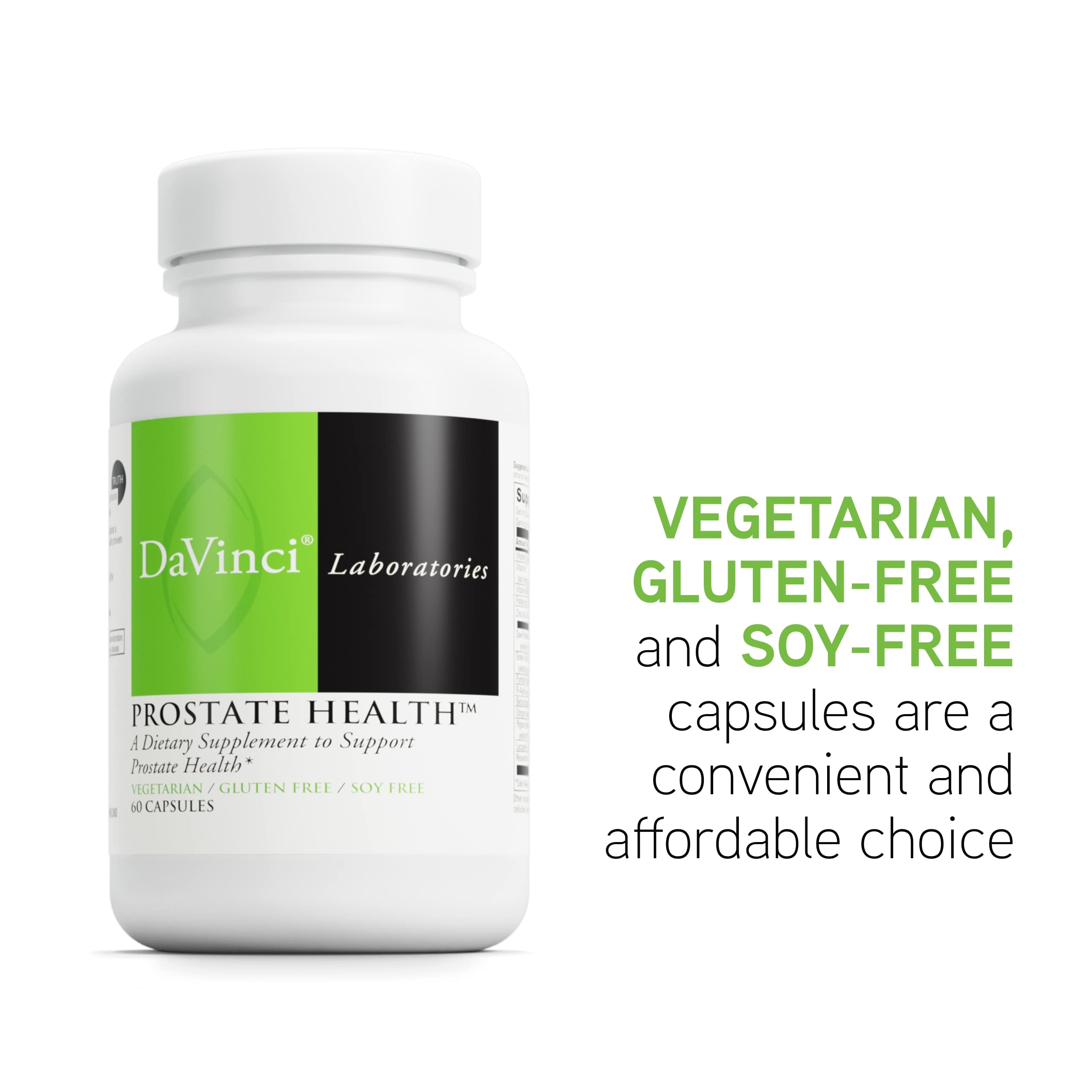 DAVINCI Labs Prostate Health daily-use setup demonstrates taking capsules with meals