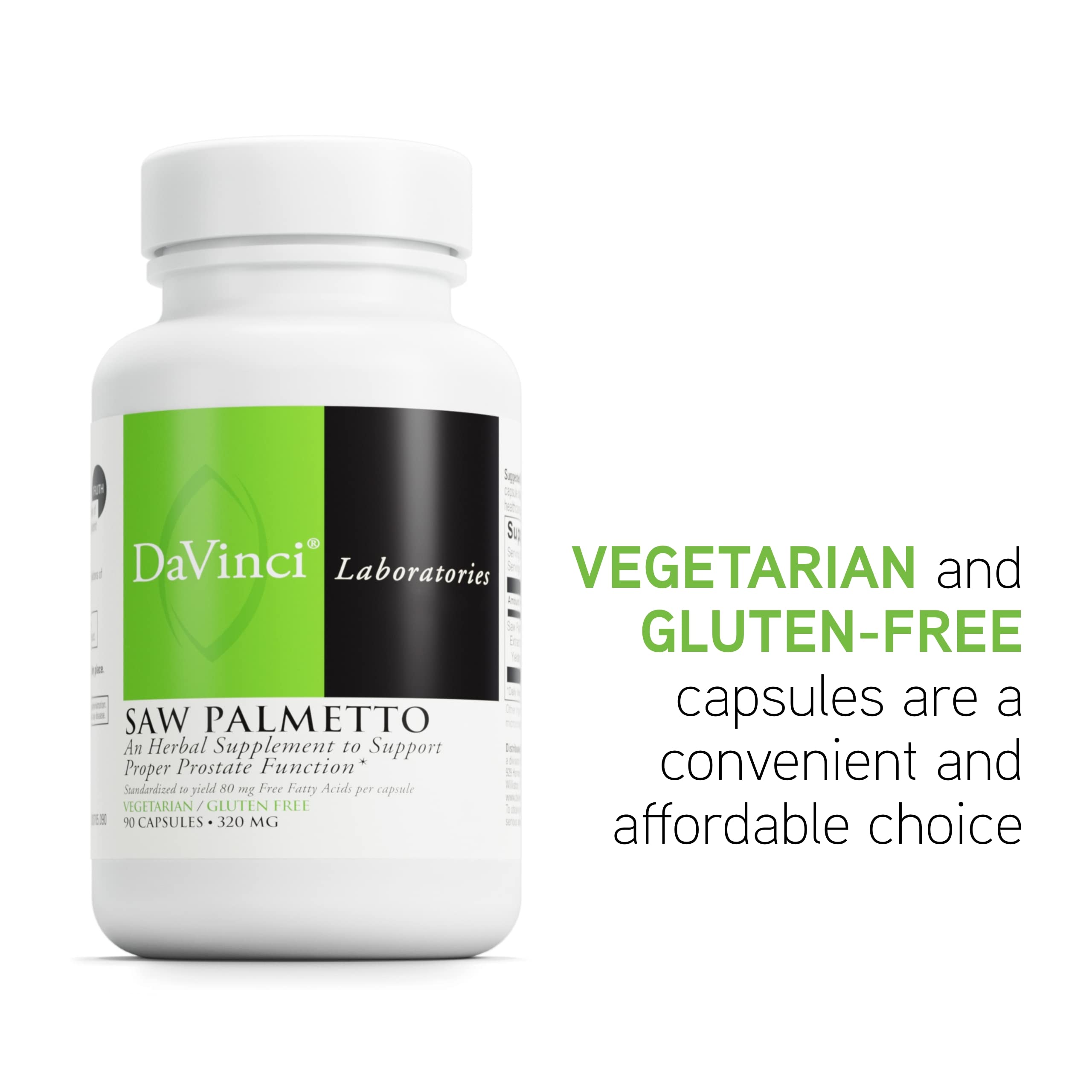 DAVINCI Labs Saw Palmetto bottle scene conveys ready-to-use routine.