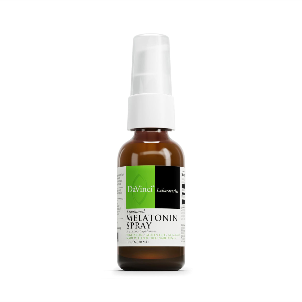Davinci Liposomal Melatonin Spray bottle front for a calming bedtime routine.