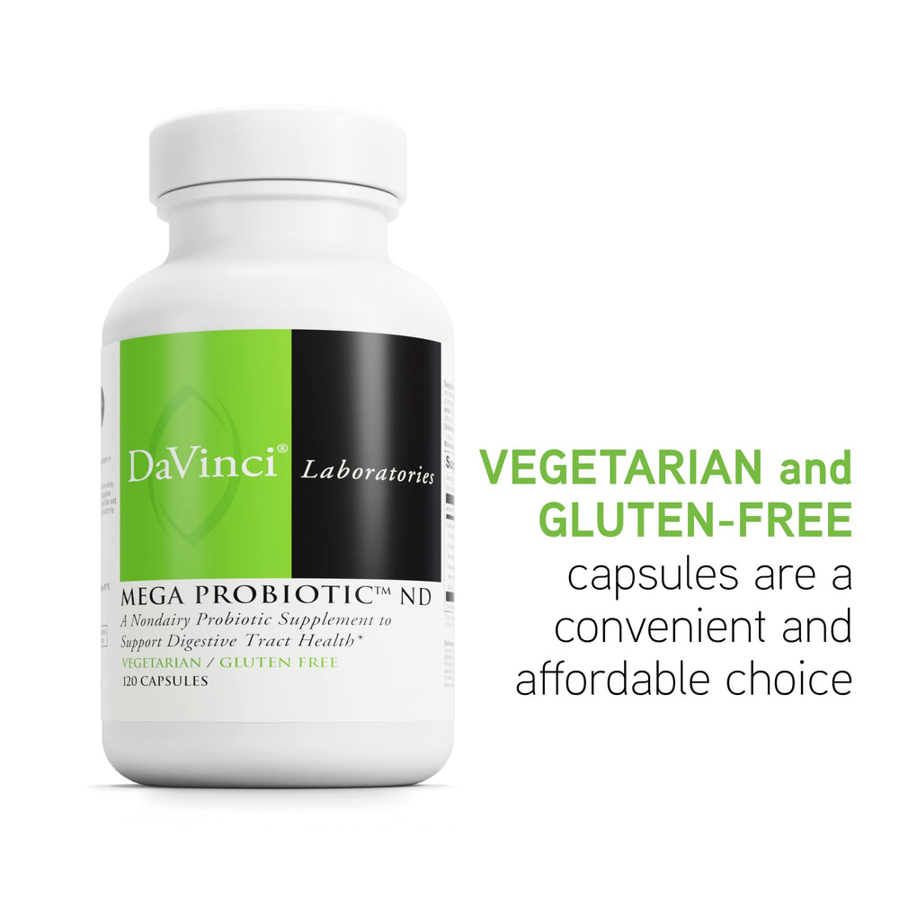Bottle with a glass of water illustrating easy daily use of DAVINCI Mega Probiotic ND