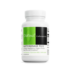 DAVINCI Labs Nattokinase Plus bottle with capsules for circulatory support.