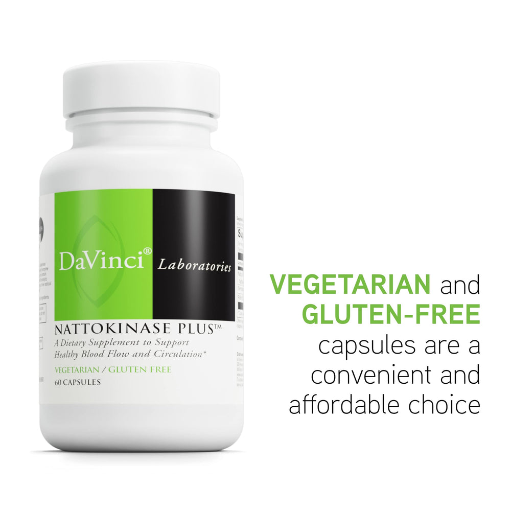 DAVINCI Labs Nattokinase Plus packaging box for easy storage and use.