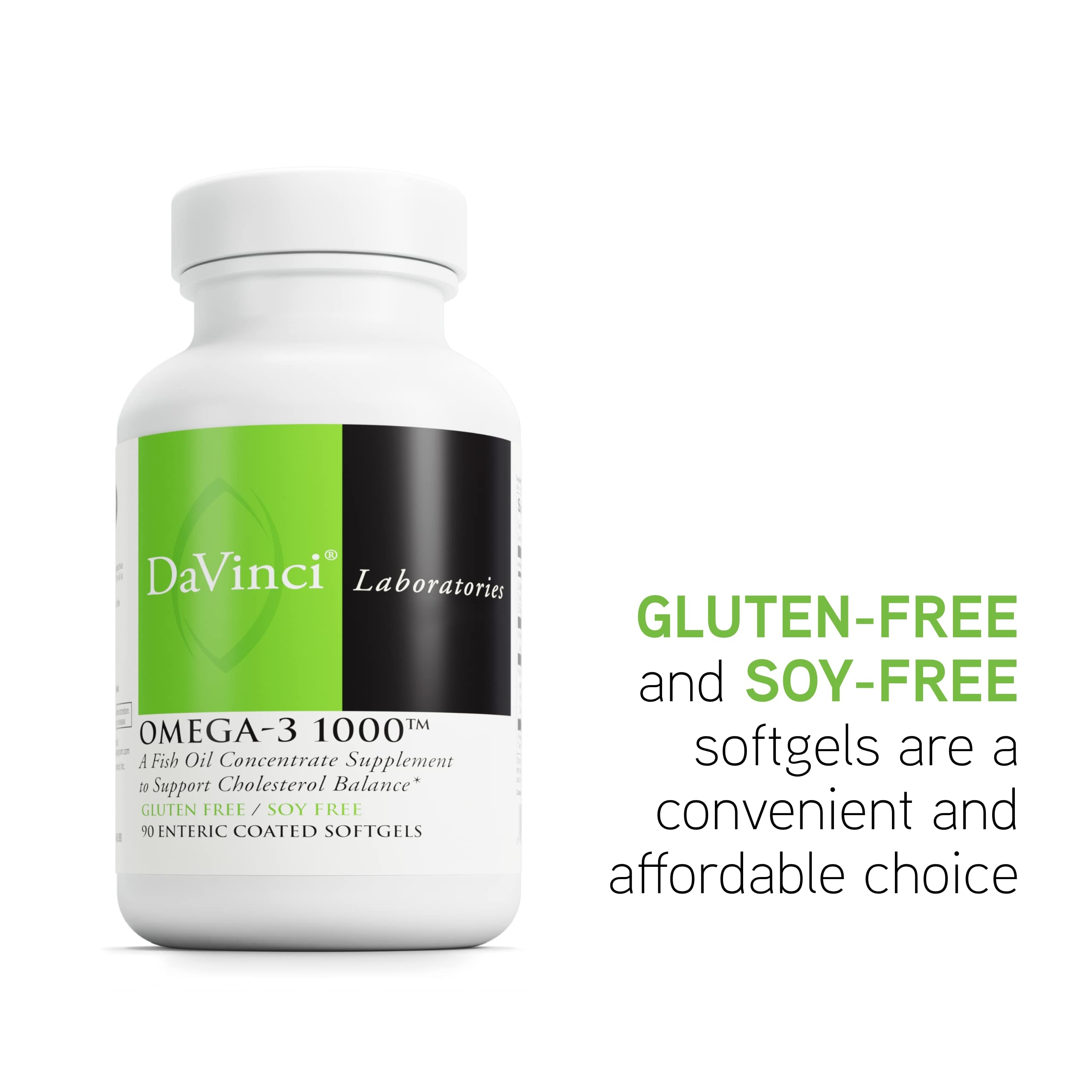 DAVINCI Omega-3 1000 bottle being poured for daily use