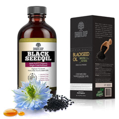 DAWNLOOP Black Seed Oil bottle pour for immune support and daily vitality.