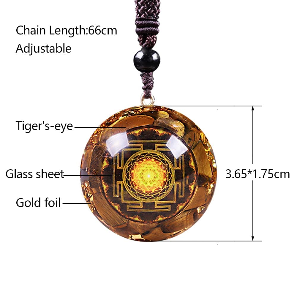 Day Day Up tiger eye pendant with gold foil; confident, grounded daily wear