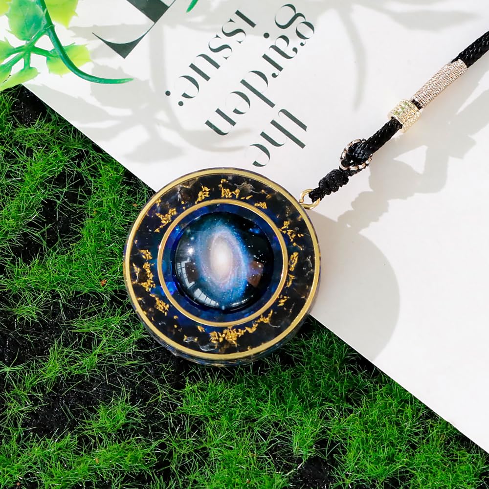 Day Day Up Nebula pendant featuring obsidian detail supports grounding and focus.