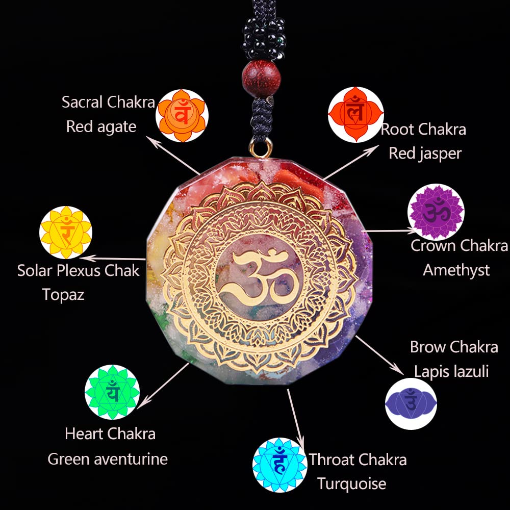 Day Day Up Orgonite pendant materials include red jasper and amethyst gemstones