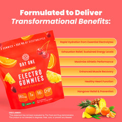 Day One Electrogummies fruit punch packaging shows convenient daily electrolyte option