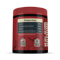 Daybreak Nutrition lysine powder scoop showcases easy dosing for daily cat health