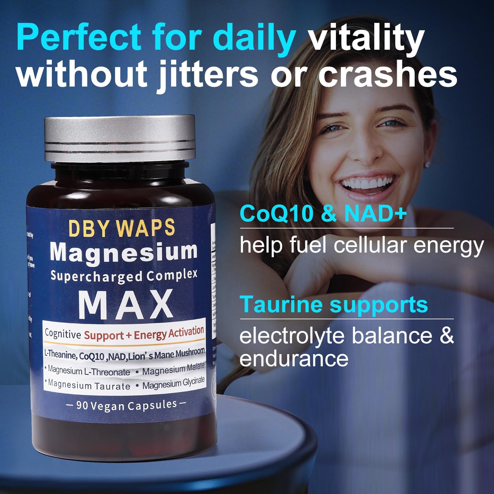 DBYWAPS L-Theanine dosage detail on label for calm focus.