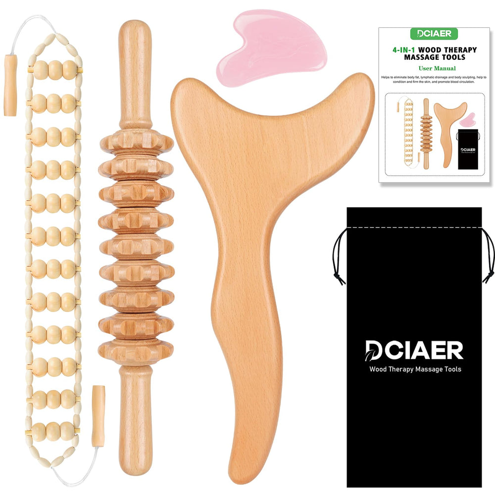 DCIAER 4-in-1 wood therapy kit for full-body massage and drainage support