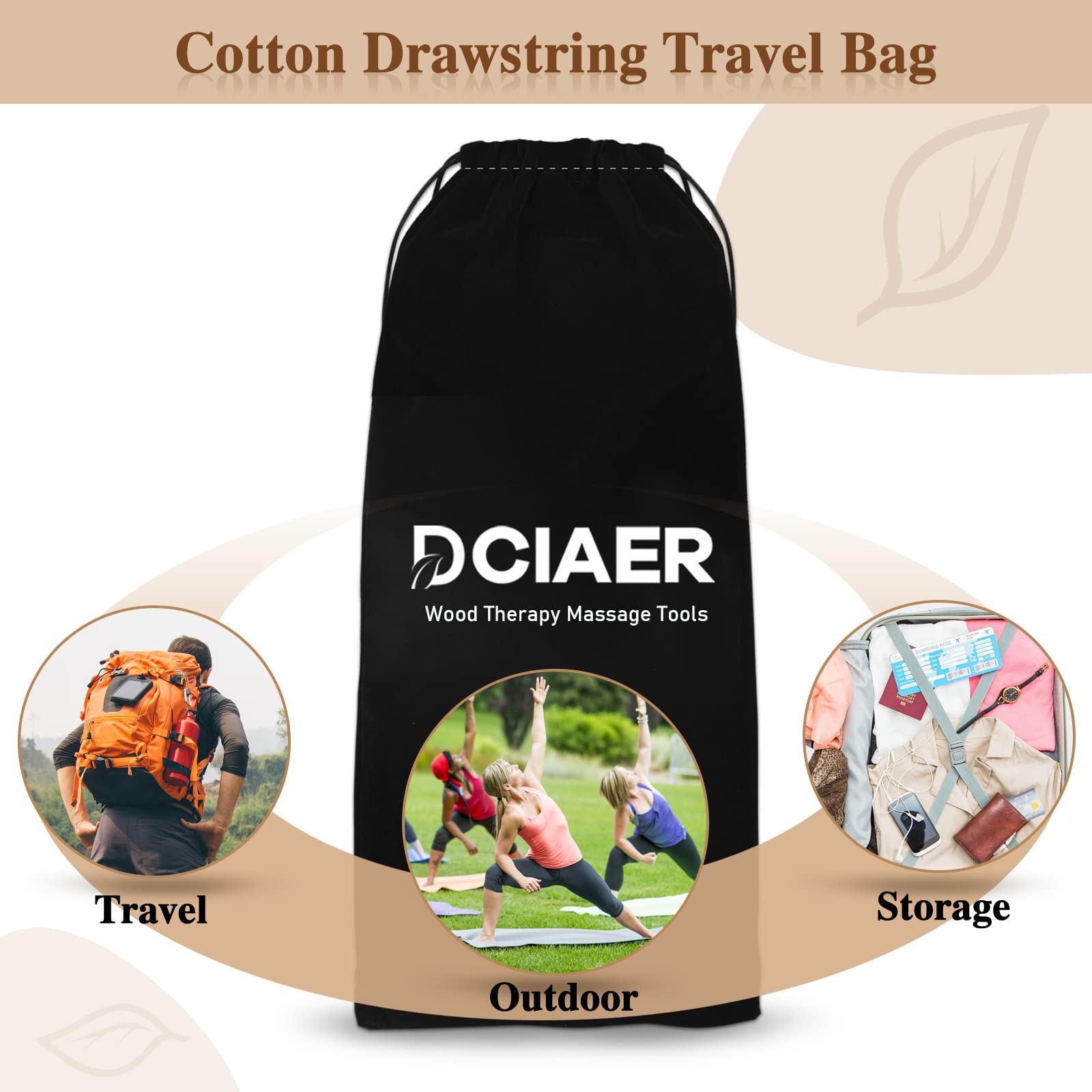 DCIAER drawstring roller portable on-the-go massage tool