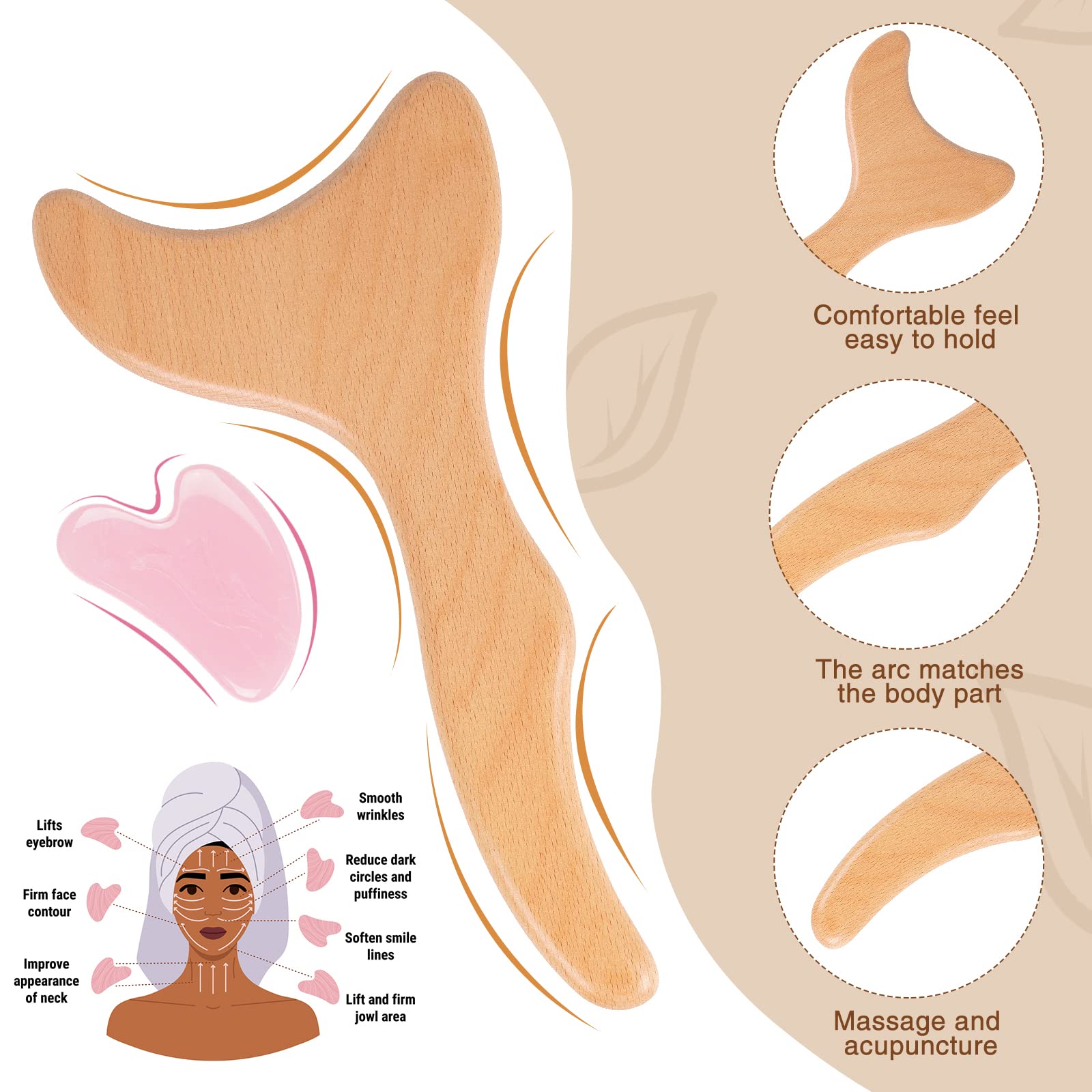 DCIAER wooden massage roller for body sculpting and circulation boost