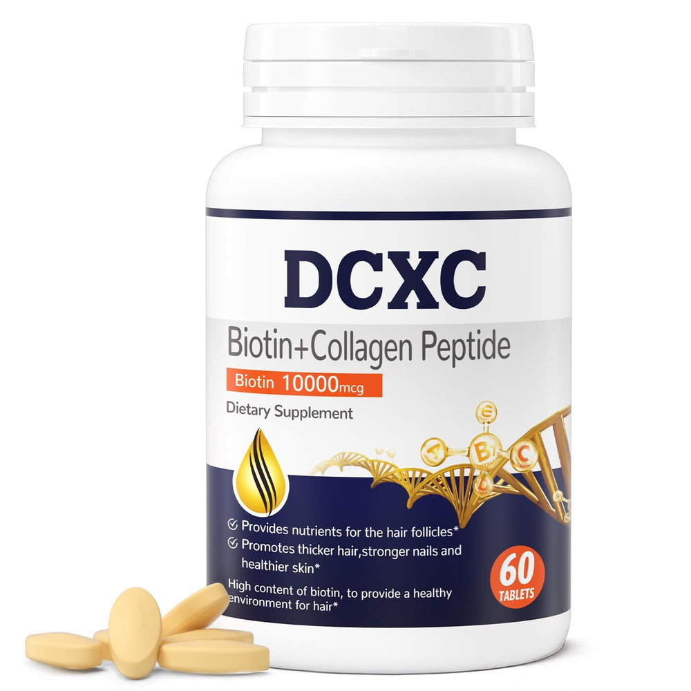 DCXC Biotin Collagen supplement bottle front view for healthy hair