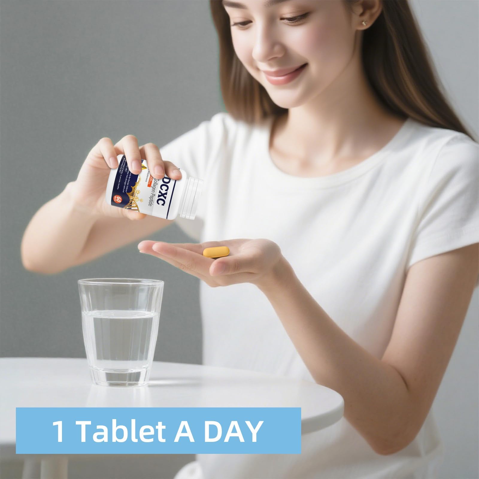 DCXC Biotin Collagen supplement on a clean surface suggesting energy metabolism