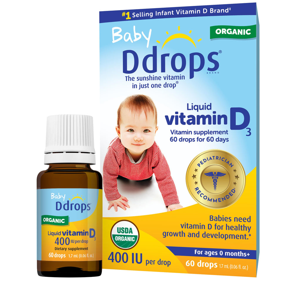 Ddrops Baby 400 IU drops bottle: easy daily vitamin D for breastfed babies