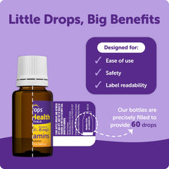 Ddrops Kids bone-health dropper facilitates tasteless daily dosing.
