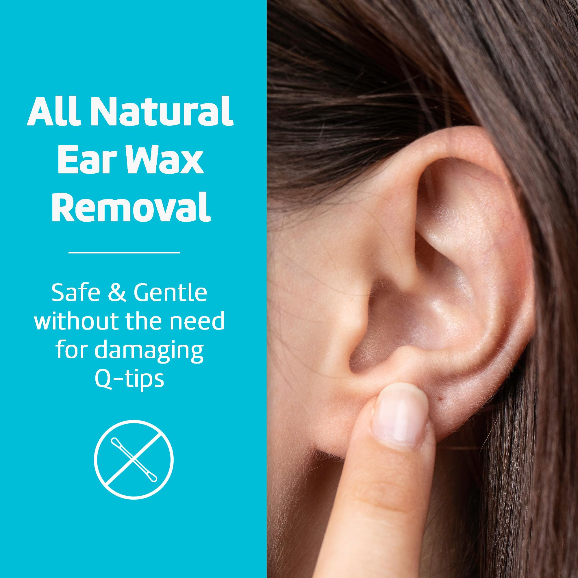 Side view of De La Cruz ear wax remover bottle for easy handling.