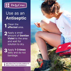 Gentian Violet drying on skin before dressing to reduce mess