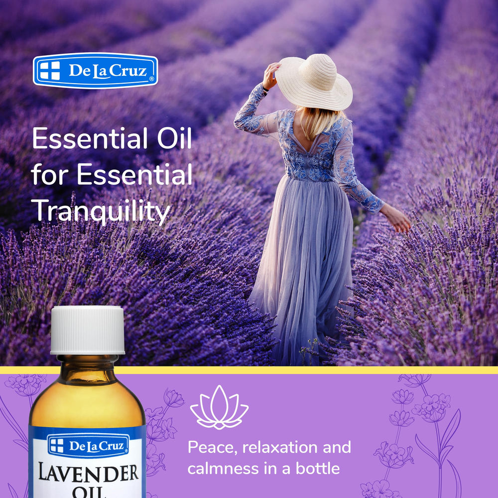 De La Cruz lavender oil packaging box showcases product quality.