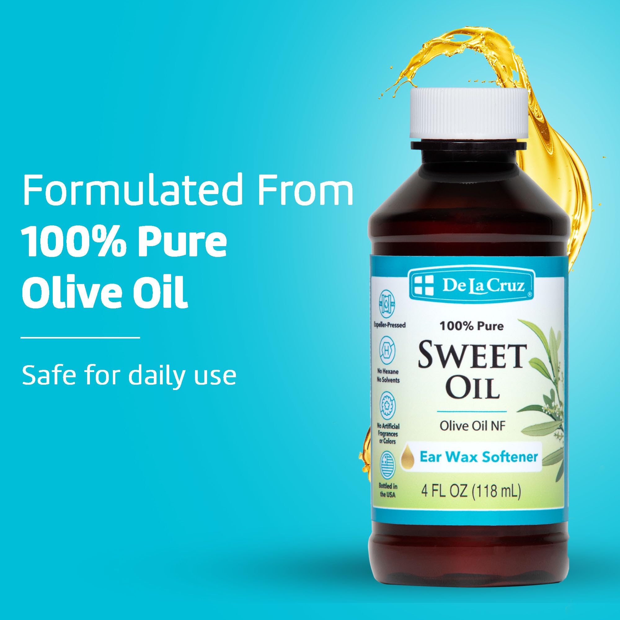 Single ingredient sweet oil highlighting natural formula.