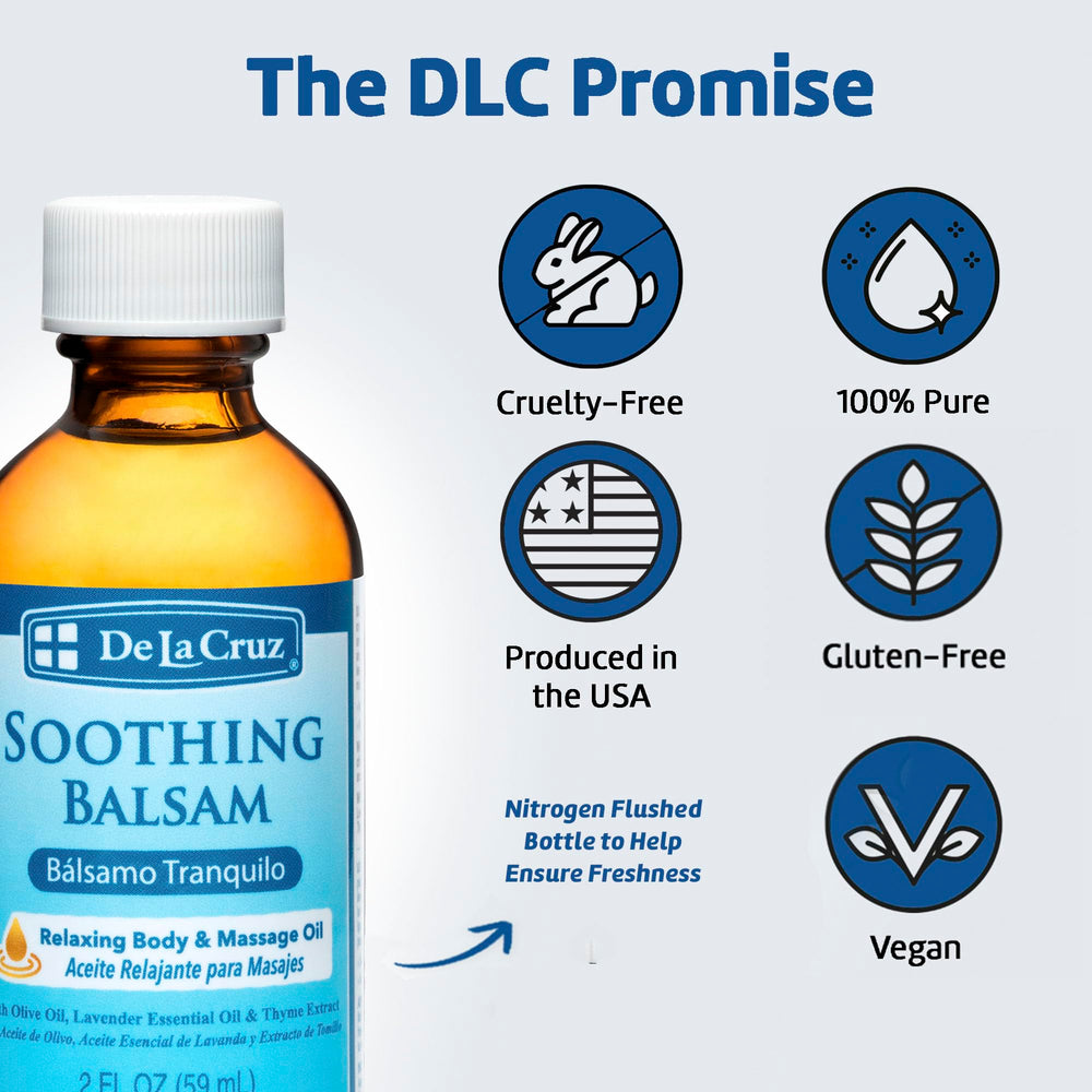 Relaxed model receiving a massage with De La Cruz Soothing Balsam.