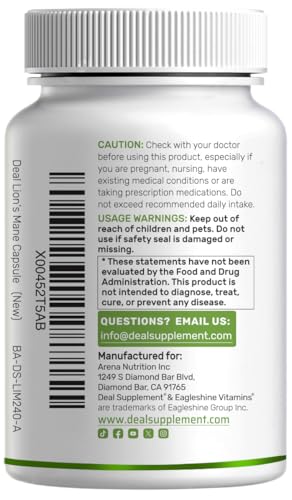 DEAL SUPPLEMENT Lions Mane extract showcasing potent fruiting body profile