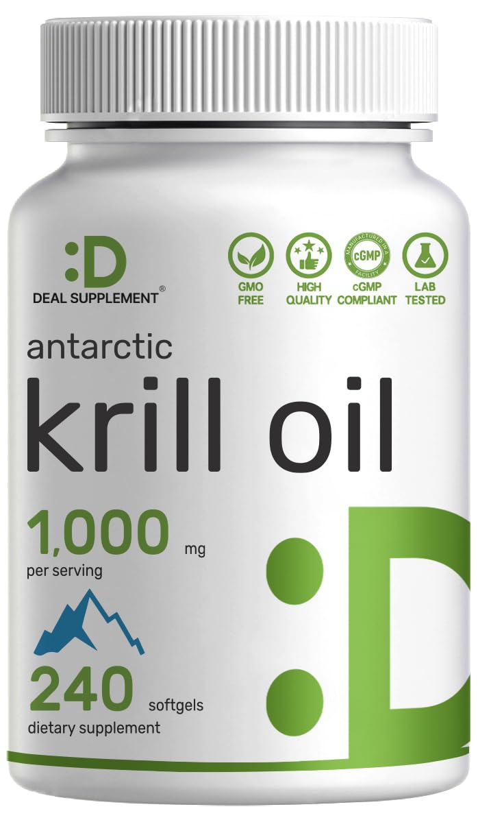 DEAL SUPPLEMENT Antarctic Krill Oil bottle showing mercury-free formula for clean omega-3 intake