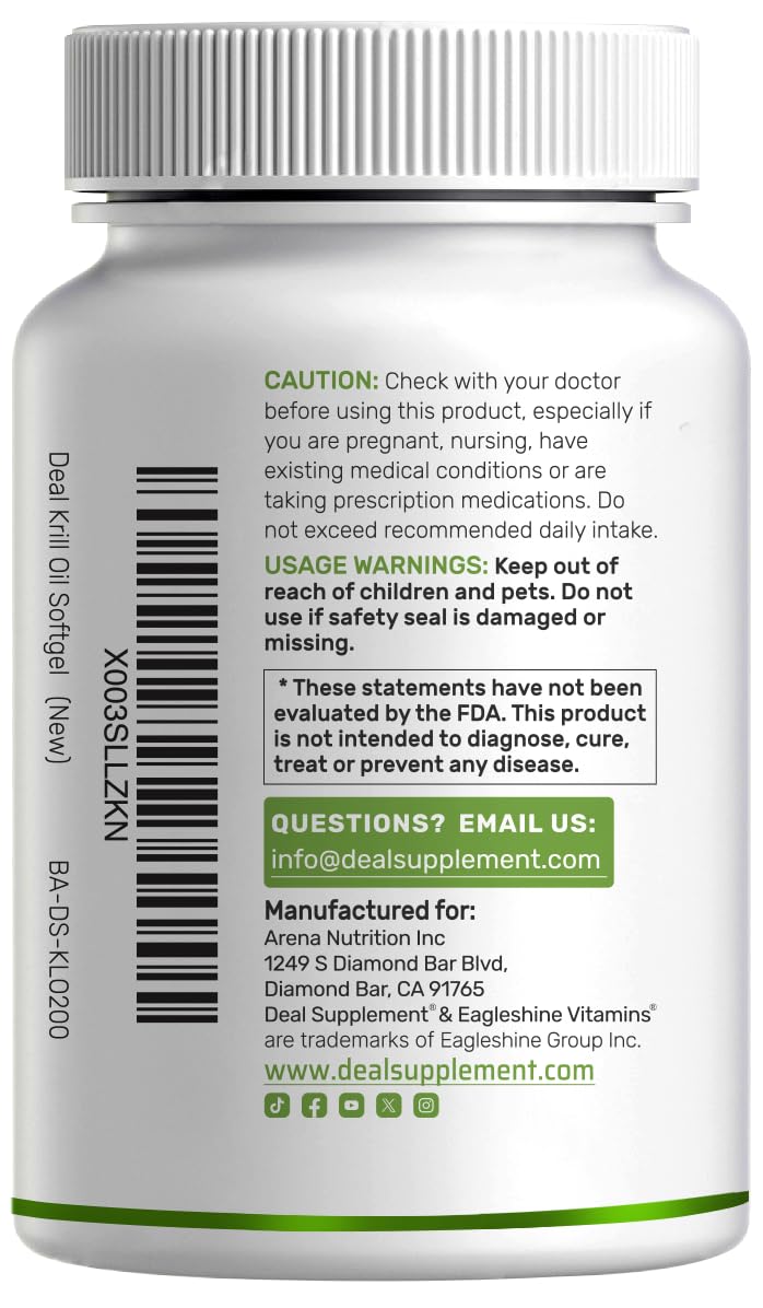 DEAL SUPPLEMENT Antarctic Krill Oil gluten-free and non-GMO packaging