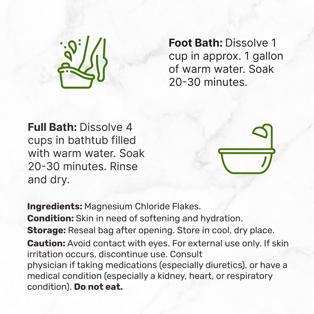 DEAL SUPPLEMENT Bath soak setup showing mineral flakes dissolving in warm water.