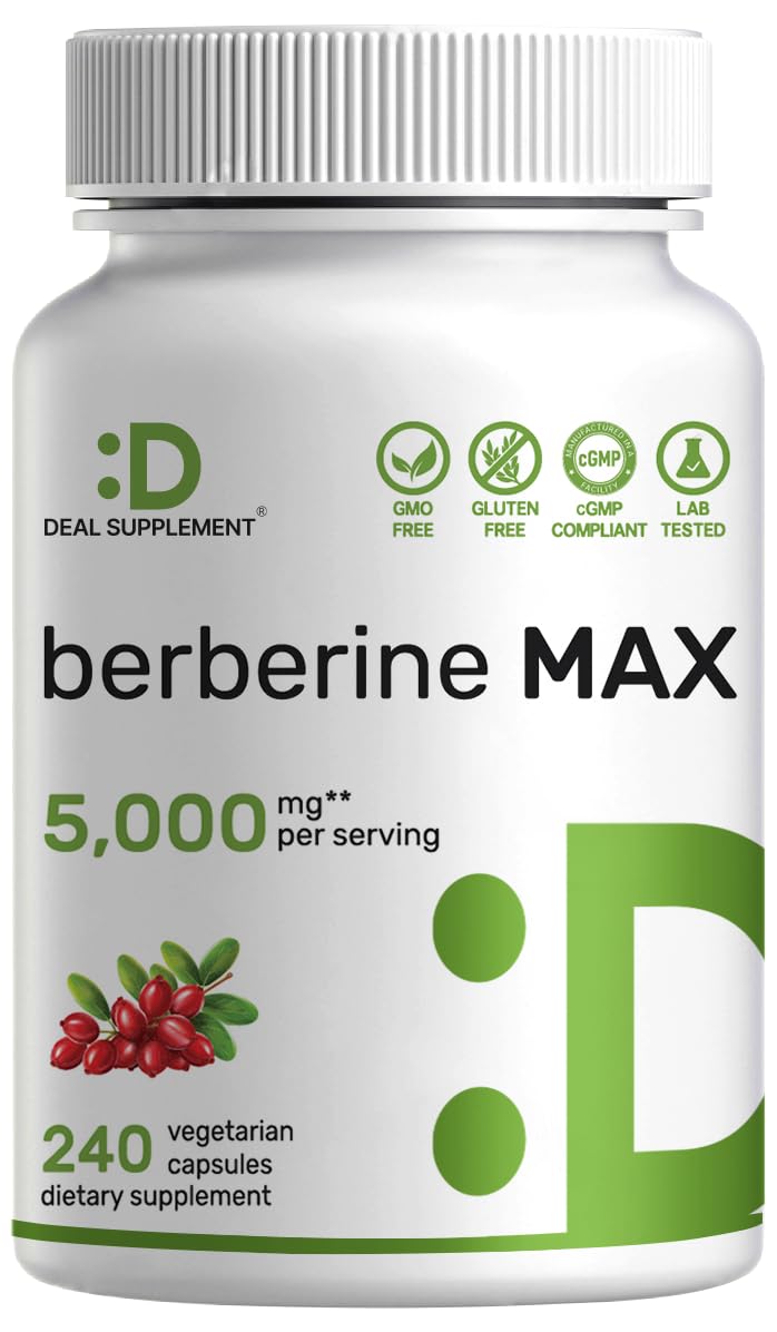 DEAL SUPPLEMENT Berberine Max bottle front showing 5,000 mg blend and turmeric