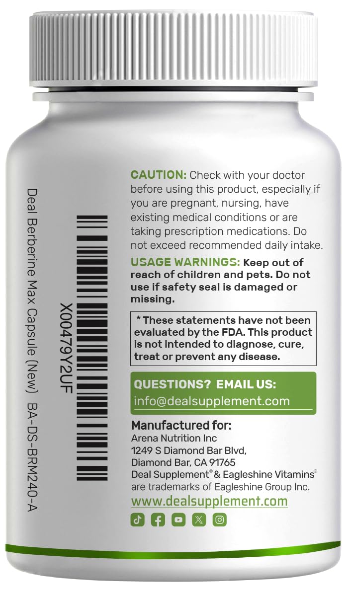 DEAL SUPPLEMENT Berberine Max packaging interior view suggesting comprehensive formula