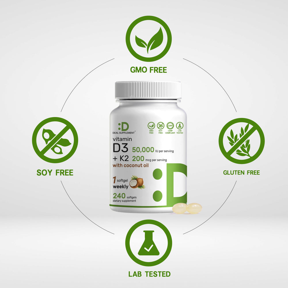 DEAL SUPPLEMENT bottle on table with label visible, emphasizing vitamin synergy.