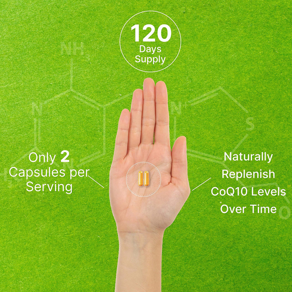 Capsules arranged neatly from DEAL SUPPLEMENT CoQ10 for convenient dosing